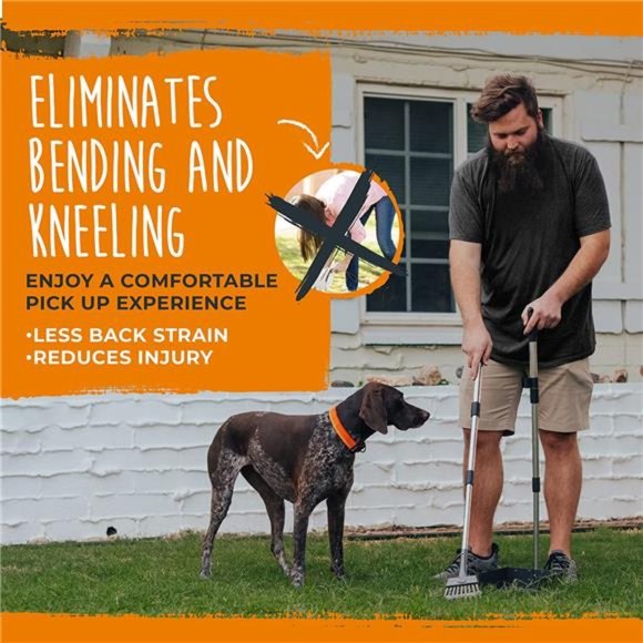 Dog Pooper Scooper | Large Heavy Duty Tray & Rake . Long Adjustable Metal Poles - Picture 6 of 6